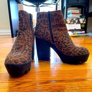 Aldo chunky lug sole animal print booties